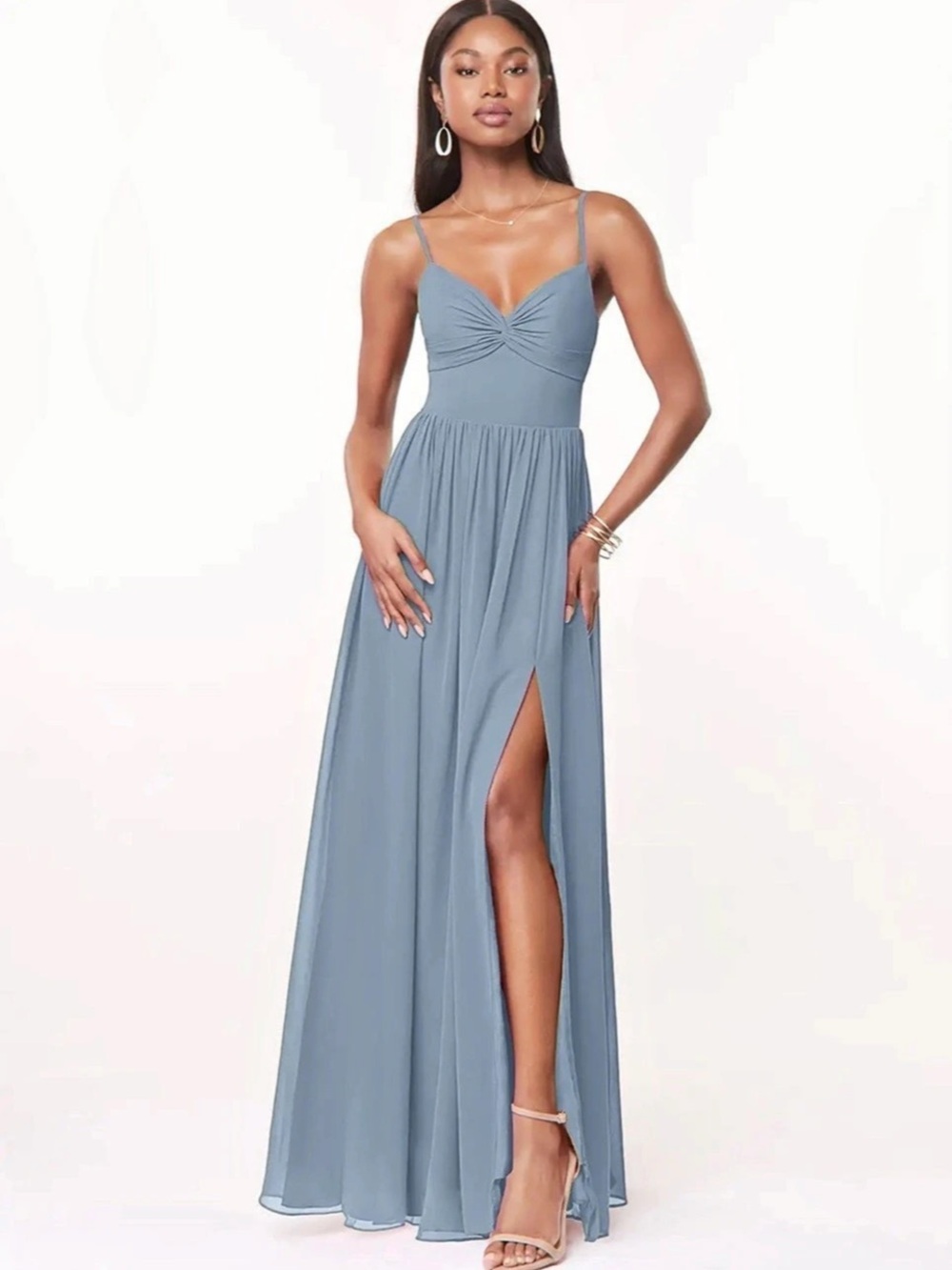 Azazie Zeya Dusty Blue Maxi Dress